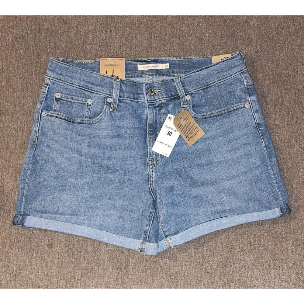 Levi's Women's Mid-Length Denim Shorts Slim Fit Mid Rise Cuffed Size 30 NWT